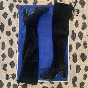 Stuart Weitzman Ledyland Black Suede Over the Knee Boot